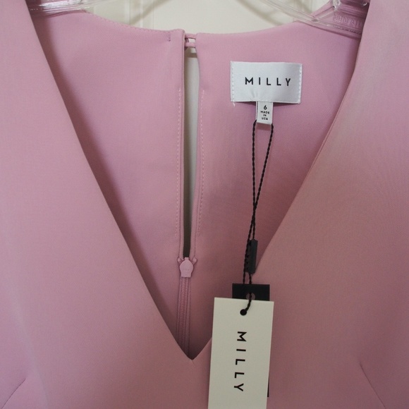 Milly Dresses Ruffle Sleeve Dusty Rose S 6 8 10 - Picture 3 of 7